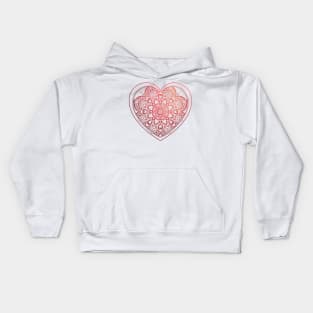 Heart in Mandala and Red zentangle patterns Kids Hoodie